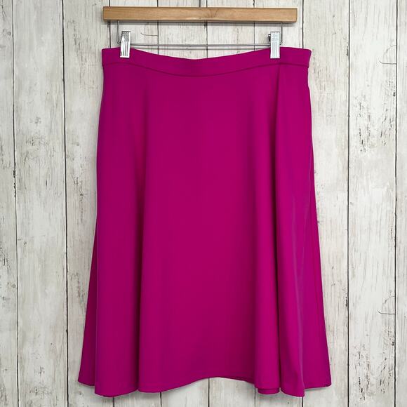 Adrienne Vittadini Hot Pink Stretchy Silky Girly Flowy Pockets Knee Length Skirt - Picture 1 of 7